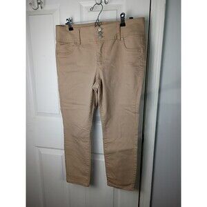 D Jeans Woman 14 Brown Stretch Capri Jeggings 3 Button Zip Close Casual Straight